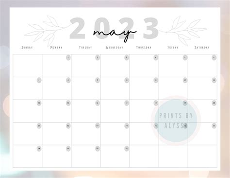 Printable May 2023 Minimalist Calendar Blank Monthly Planner Etsy Canada