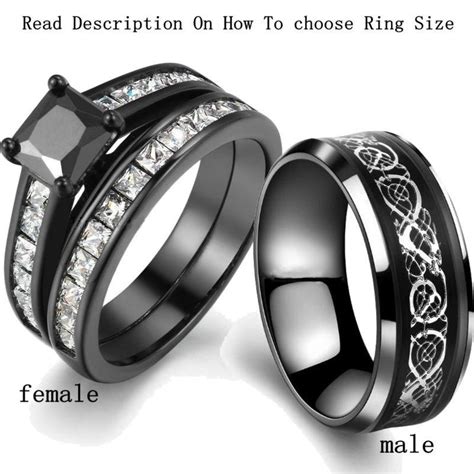 Buy Lovers Rings Mens 316l Stainless Steel Ring And Womens 14kt