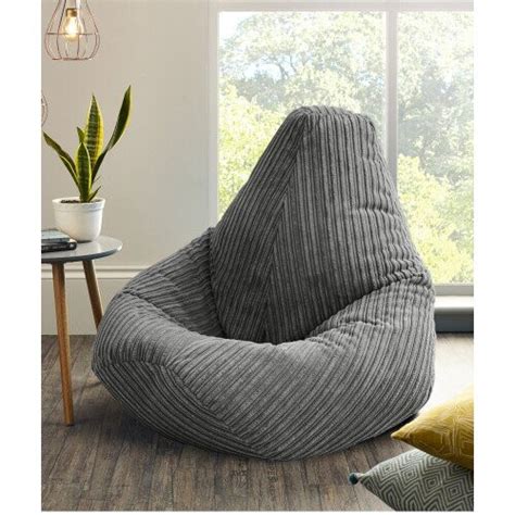 Jumbo Cord Beanbag Chair Large Bean Bags In Plush Jumbo Cord High Back Beanbags Lounger Made In