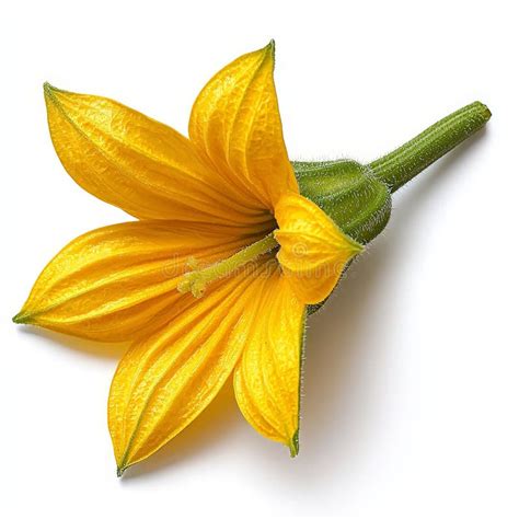 Ripe Yellow Squash Blossom Isolated On White Background Stock