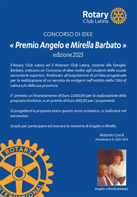 Premio Angelo E Mirella Barbato Rotary Club Latina