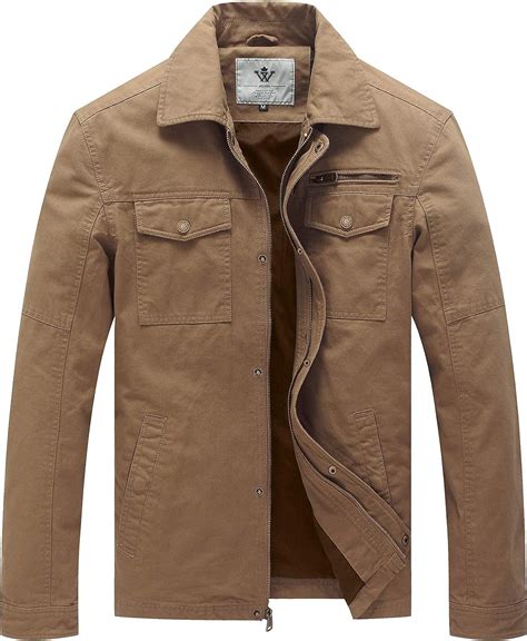 Wenven Men S Casual Canvas Cotton Military Lapel Jacket At Amazon Mens