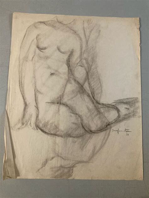 Beautiful Drawing Charcoal Parts Intermingled Woman 1929 Naked Erotic