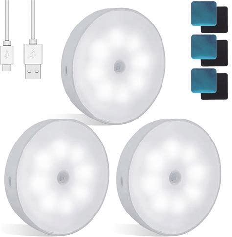 LAMPKA LED LAMPKI LAMPEK SCHODOWE Z CZUJNIK RUCHU NOCNA DO SZAFY 3 PCS