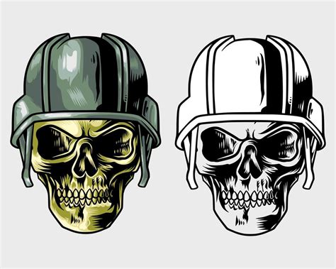 Ilustraci N De Cabeza De Calavera Con Casco Militar Vector En