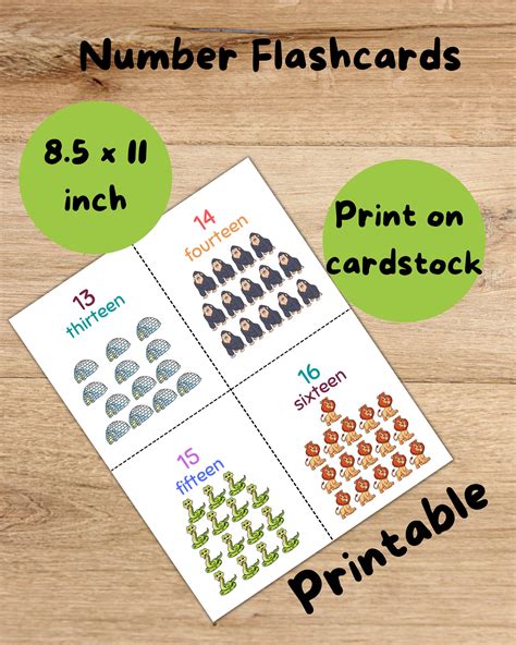 Printable Numbers 1 20 Flash Cards, Educational Instant Download PDF, 8 ...