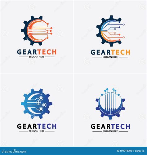 Tech Gear Logo Vector Design Template Technology Logo Template Design