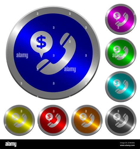 Dollar Commercial Call Icons On Round Luminous Coin Like Color Steel