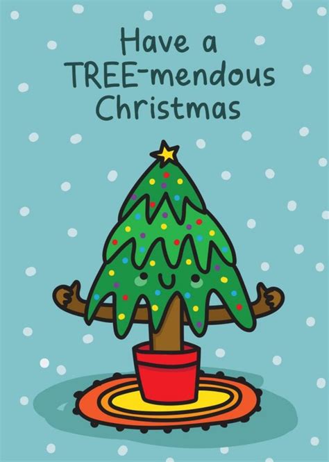 A Cartoon Christmas Tree On Top Of A Potted Plant With The Words Have A