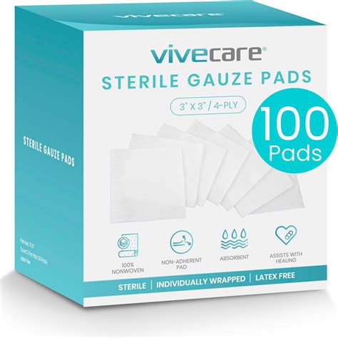 Amazon MED PRIDE 3 X 3 Sterile Gauze Pads For Wound Dressing 100