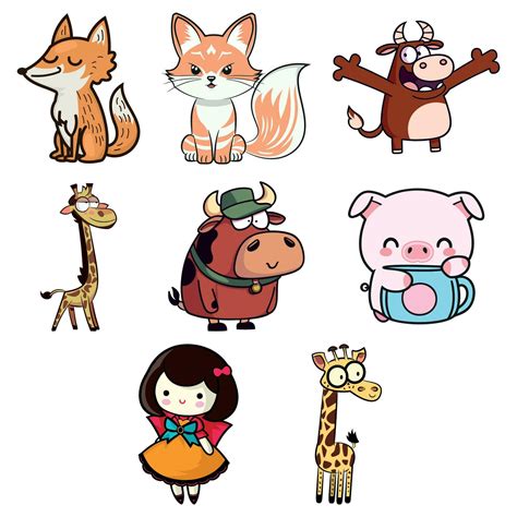 Cute Cartoon Stickers Vector Set Cute Stickers Vector Set 35887714