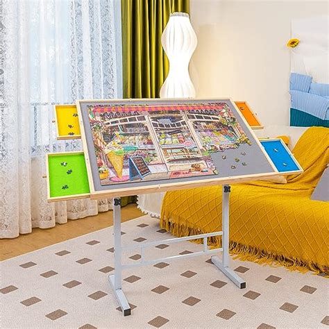 Puzzle Table With Drawers And Adjustable Legs Pieces Puzzle Tables