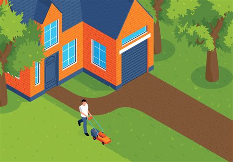 Isometric Lawn Mower Illustration 8407967 Vector Art At Vecteezy