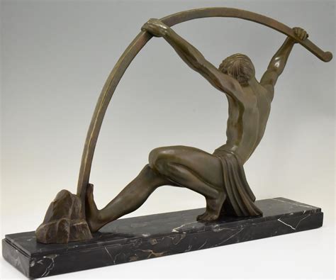 Art Deco Bronze Sculpture Bending Bar Man L Age Du Bronze Demetre H