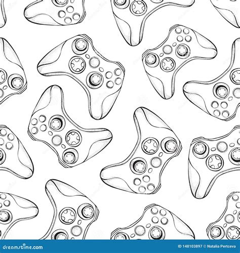 Gamepad Joystick Game Controller Seamless Pattern Devices For Video