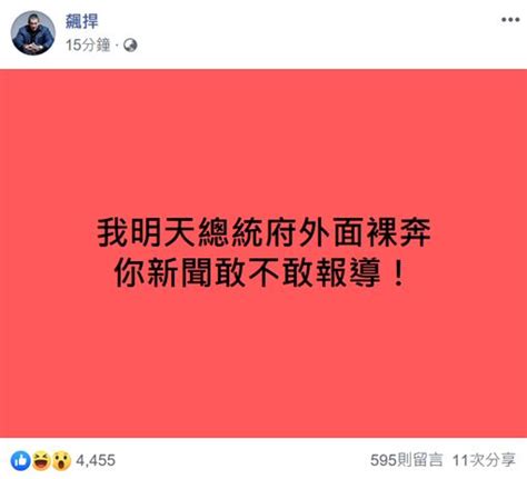 宣布參選總統後館長陳之漢預告：明天總統府外面裸奔 政治 三立新聞網 Setncom