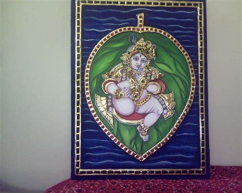 tanjore leaf krishna Tanjore Painting, Krishna, Zelda Characters ...