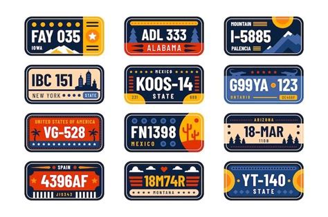 Free Vector Hand Drawn License Plate Collection Private Number