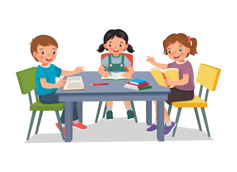 group  elementary students kids studying   homework