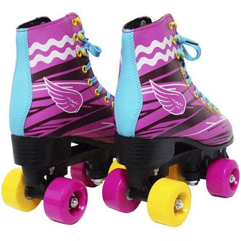 Patins Cl Ssico Tradicional Quad Rodas Roller De Rua Feminino Rosa