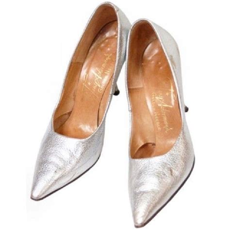 Vintage Tiny Ackerman Shoes Silver Metallic Leather Stiletto Heels ...