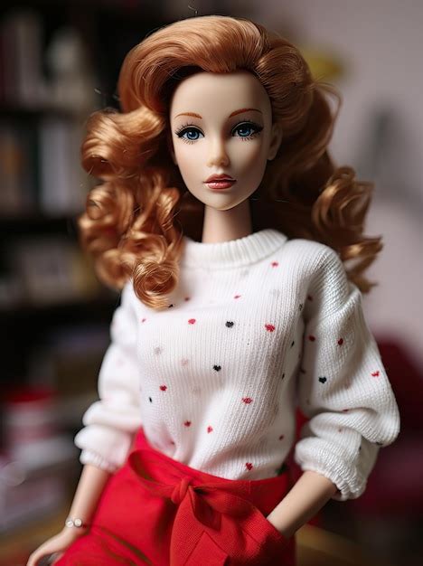 Premium Photo A Barbie Doll Wearing A White Sweater And Red Skirt