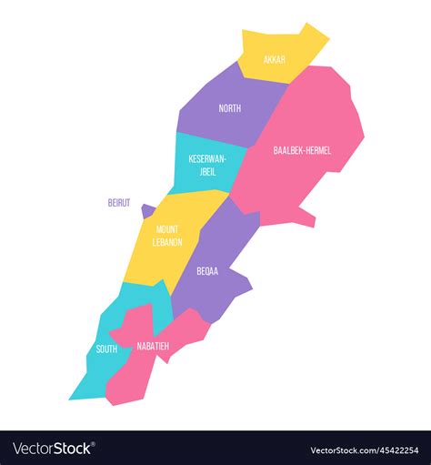 Lebanon political map of administrative divisions Vector Image