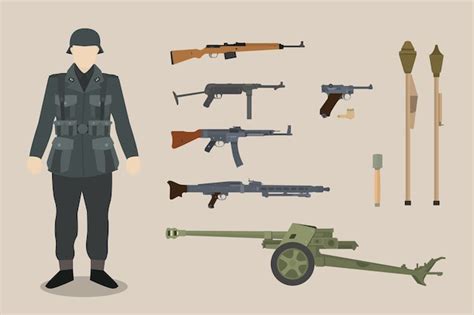 Premium Vector A German Ww2 Soldier Gun Equipment