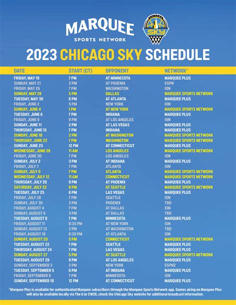 Marquee Sports Network Announces Chicago Sky Broadcast Schedule