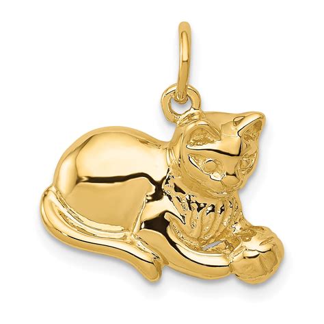 Icecarats 14kt Yellow Gold Cat Pendant Charm Necklace Animal Fine