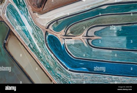 Colorful evaporation ponds at a potash refinery make an abstract Stock ...