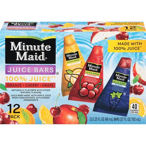 Minute Maid 100 Juice Bars Variety Pack 12 PK Fruit Juice Bars