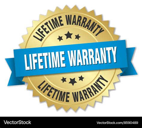 Lifetime Warranty 3d Gold Badge With Blue Ribbon Vector Image