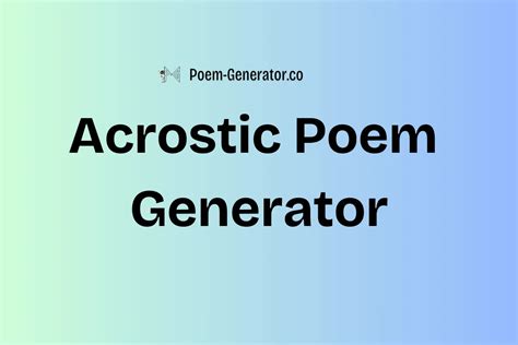 Acrostic Poem Generator - Create Your Name Poem