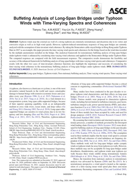 Buffeting Analysis of Long-Span Bridges Under Typhoon Winds With Time-Varying Spectra and ...