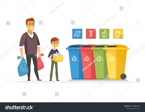 Recycling Concept Modern Cartoon People Characters Stock Vector ...