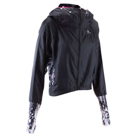 Domyos Energy Womens Hooded Fitness Jacket Black