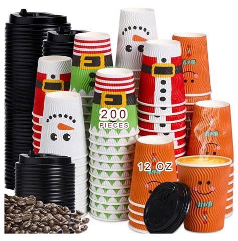 Tiagoc Pack Christmas Insulated Paper Cup Bulk Oz Disposable Hot