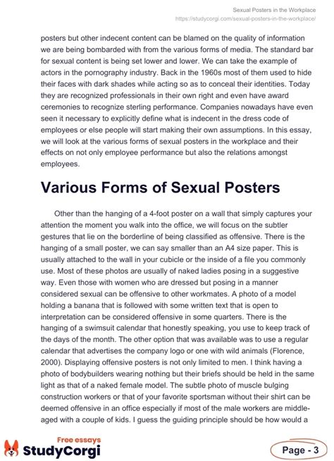 Sexual Posters In The Workplace Free Essay Example