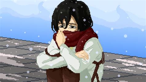 Shingeki No Kyojin Mikasa Animated Pixel Art Youtube