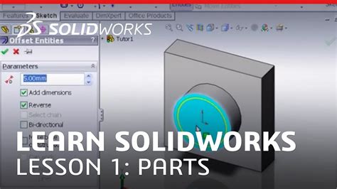 Tutorial - Learn SOLIDWORKS Lesson 1: Parts - SOLIDWORKS - YouTube