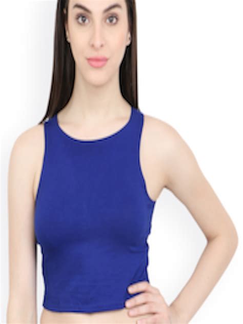 Buy Cation Women Blue Solid Crop Top Tops For Women 2103818 Myntra