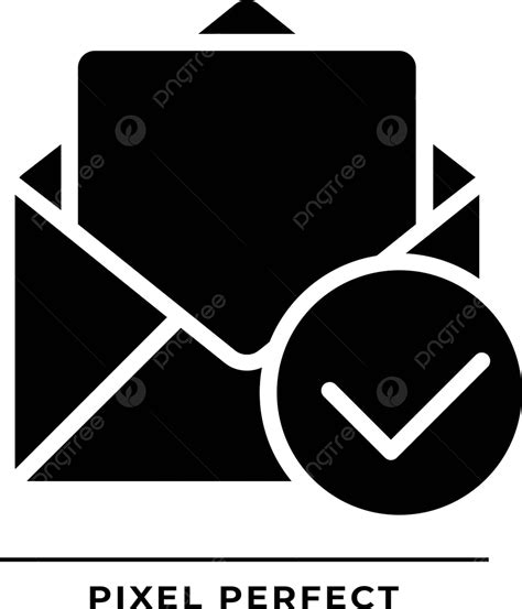 Letter With Check Mark Black Glyph Icon Pictogram Accept Vector Vector