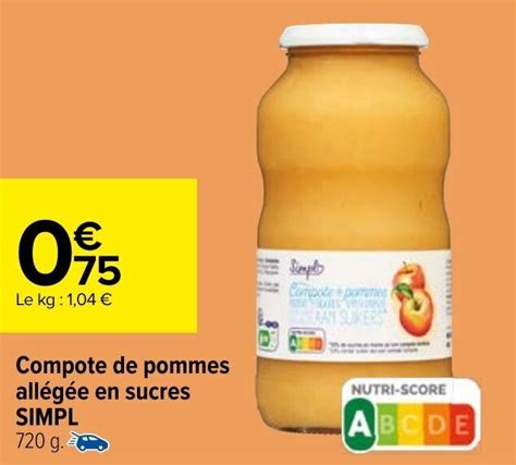 Promo Compote De Pommes All G E En Sucres Simpl Chez Carrefour