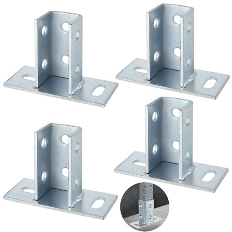 4pcs Post Bases 2 Slotted Hole Strut Channel Post Brackets Galvanized