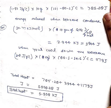 Solved Benzene Has A Boiling Point Of 80 1 C And A Specific Heat