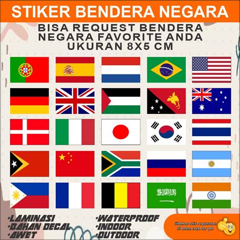 Jual Stiker Bendera Sticker Emblem Negara Dunia Sepak Bola Fifa Ukuran