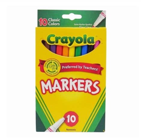 Crayola Fine Line Markers Classic Colors 10 Count School Cart