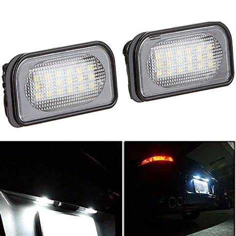 Pair License Plate Lights For Mercedes Benz Led Smd White