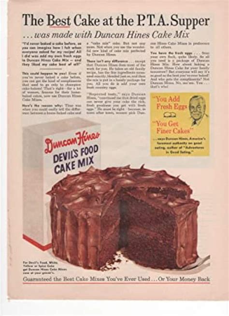 Duncan Hines Devil S Food Cake Mix Home Food 1953 Farm Antique